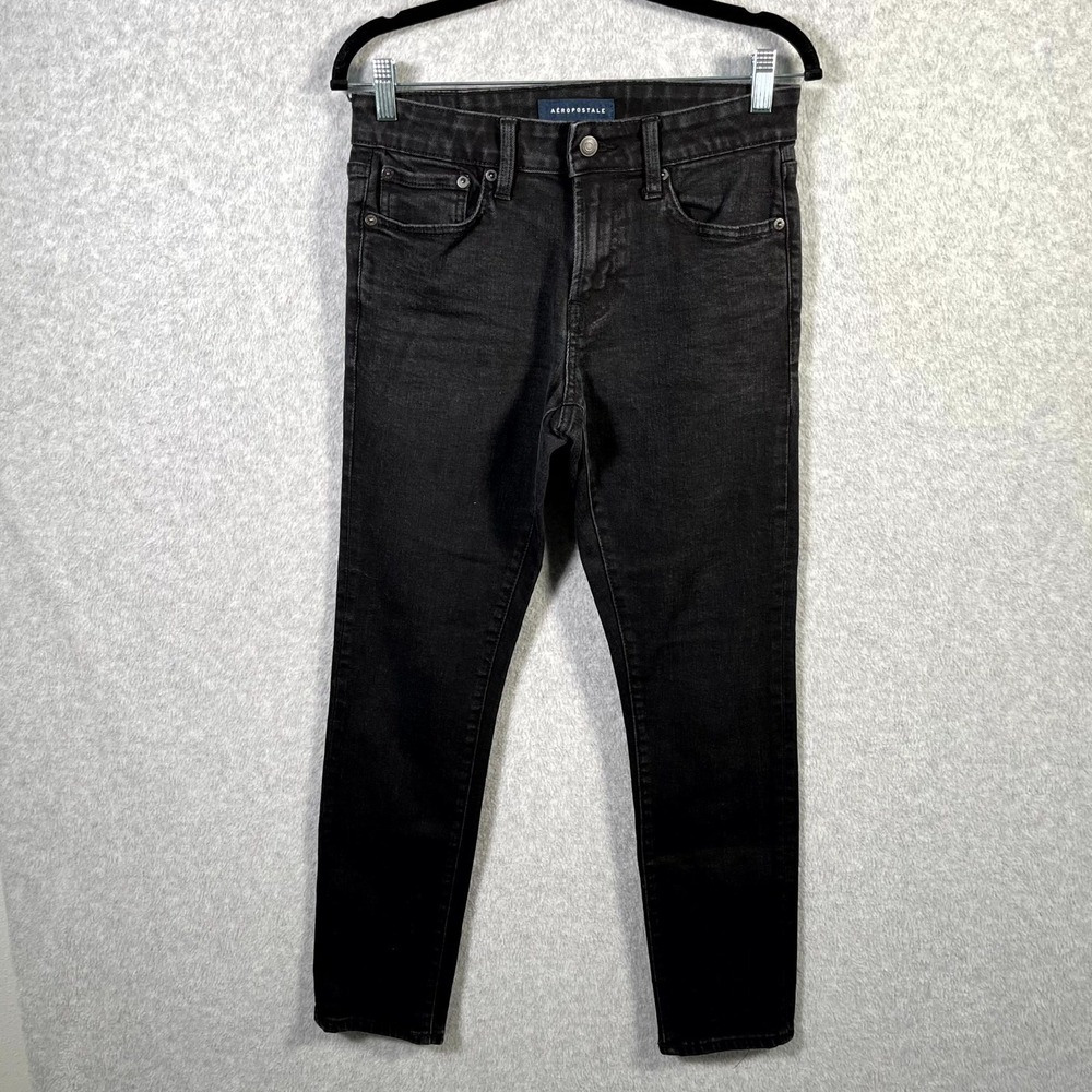 Aeropostale Jeans Womens 29/30 Black Denim Dark Wash Classic Fit Skinny Leg